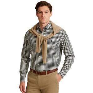 Ralph Lauren Golf Polo Men's Blake Long Sleeve Black White Check Shirt Size L